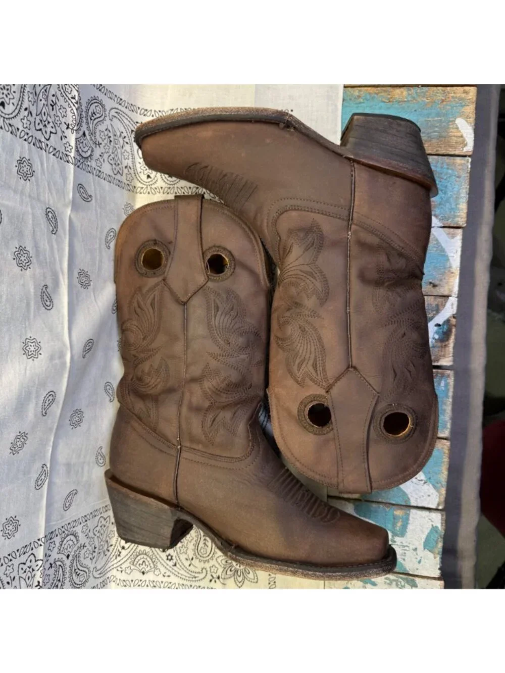 Pluma De Oro Square Toe Kids Sz 3 Handmade Cowboy Boots Leather Stitched/Mexico